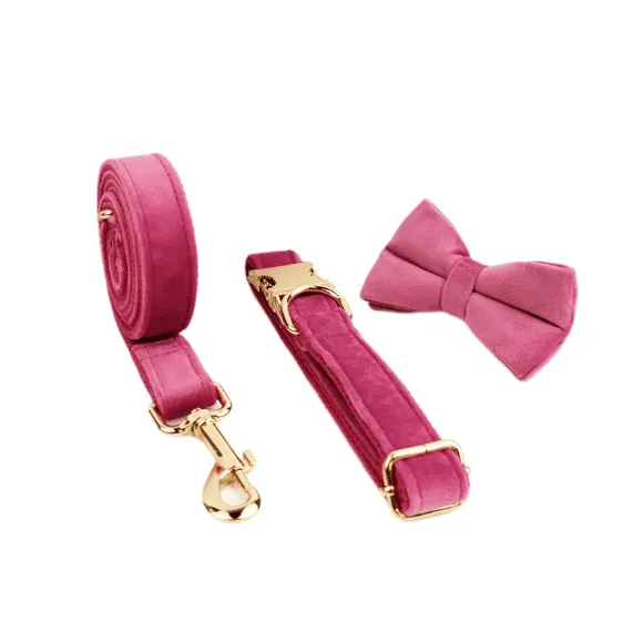 Velvet Dog Collar and Leash Set