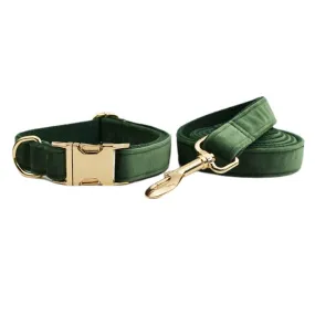 Velvet Dog Collar and Leash Set