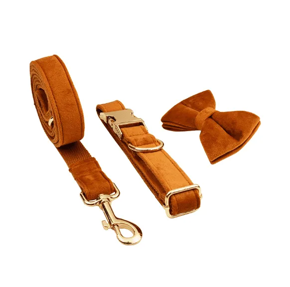 Velvet Dog Collar and Leash Set