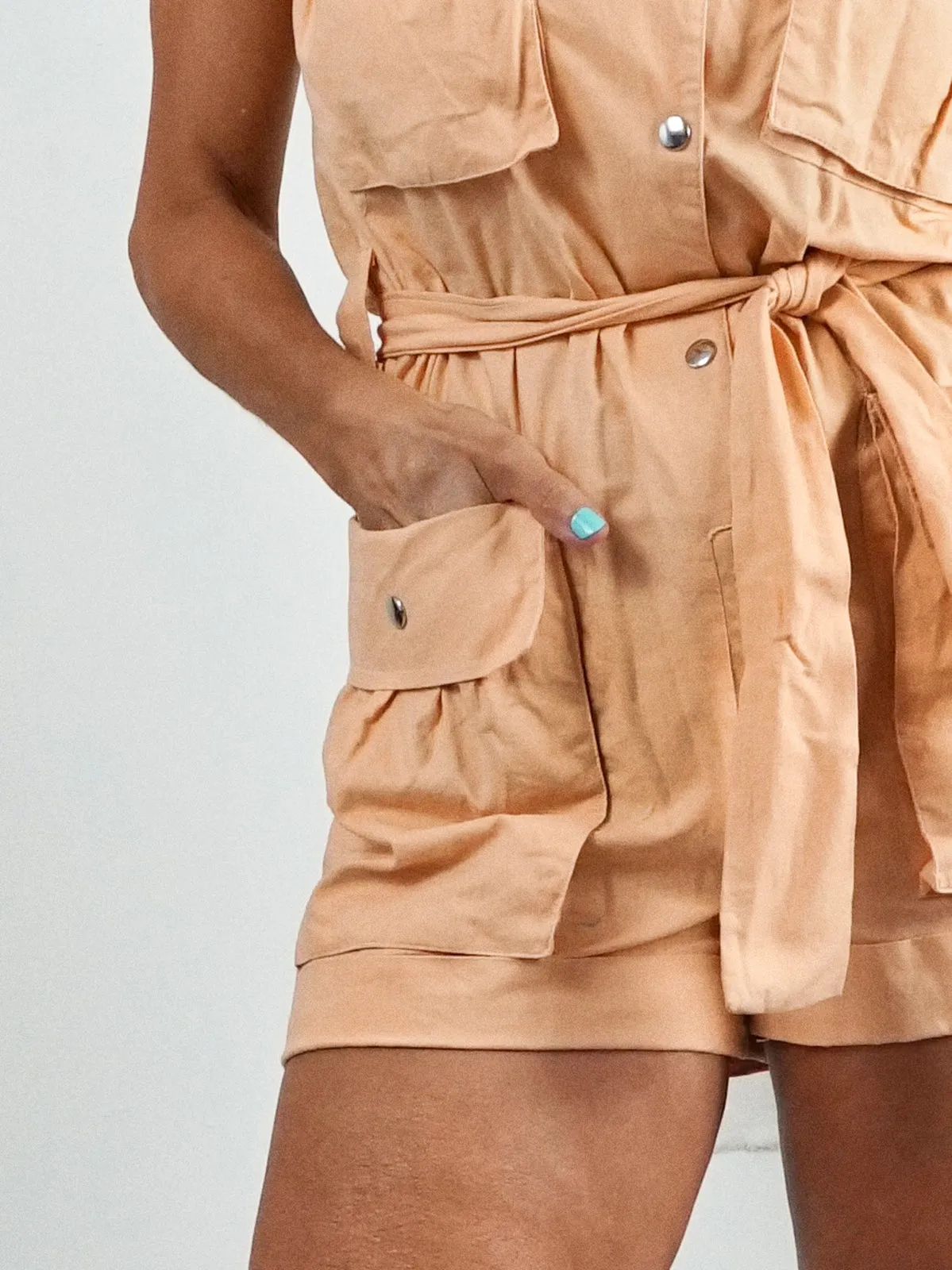 Vintage Apricot Zipper Romper