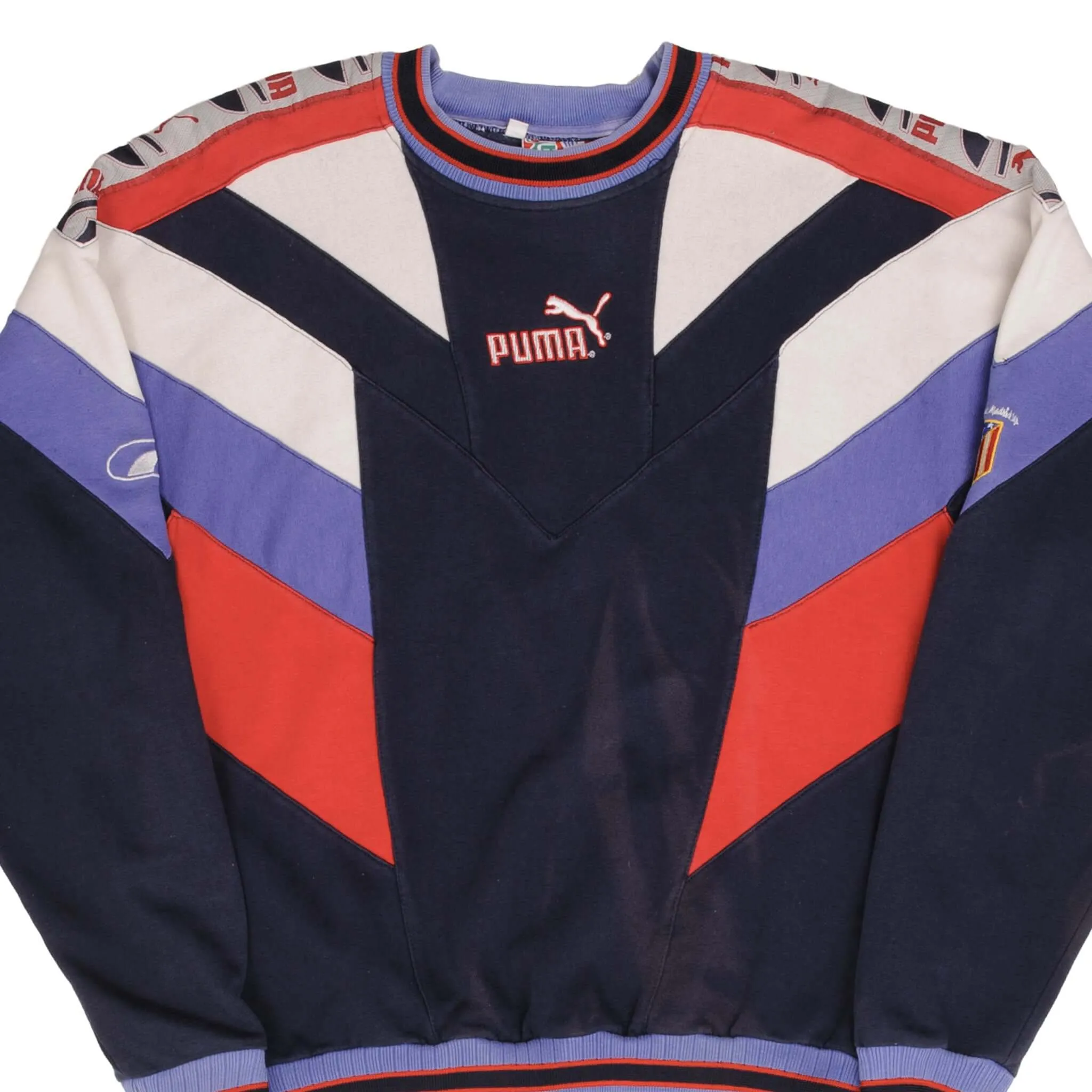 VINTAGE SOCCER ATHLETICO MADRID PUMA CREWNECK SWEATSHIRT 1980S SIZE SMALL