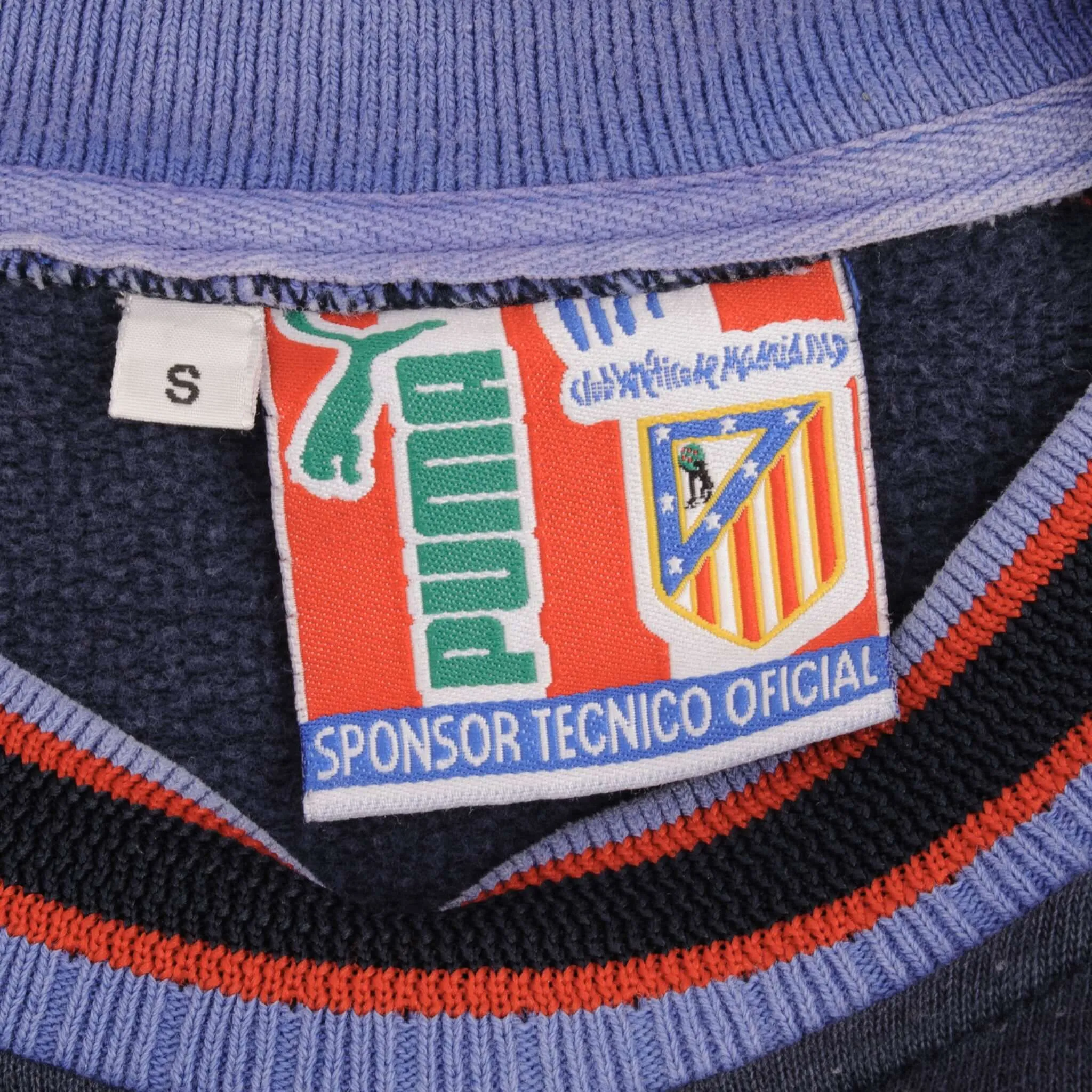 VINTAGE SOCCER ATHLETICO MADRID PUMA CREWNECK SWEATSHIRT 1980S SIZE SMALL