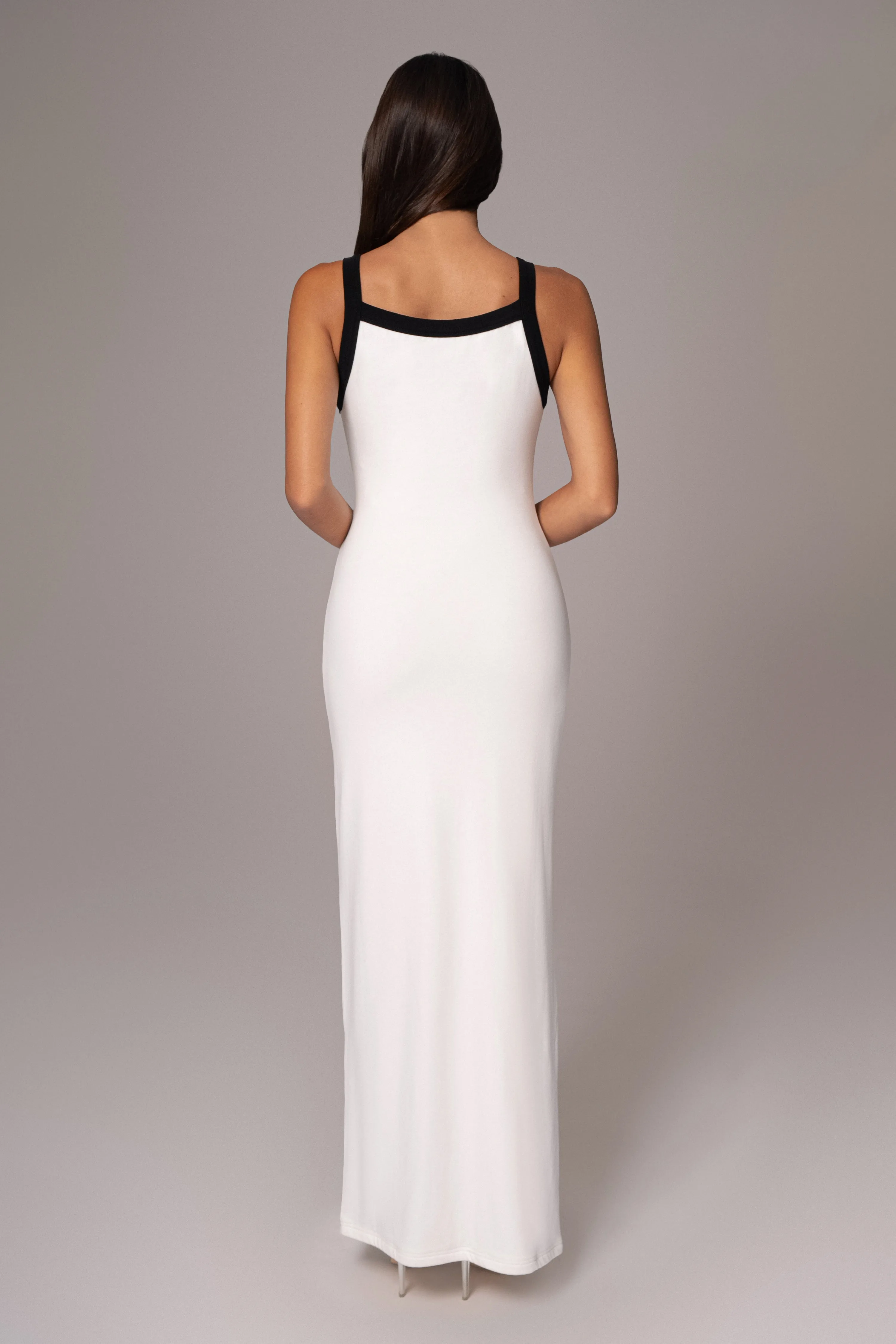 White Francesca Contrast Maxi Dress