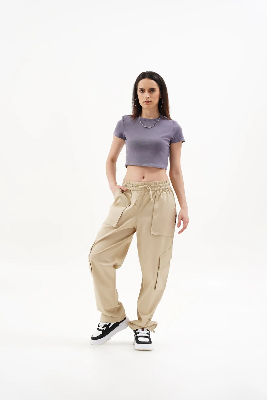 Women NOMAD Beige Parachute Pants