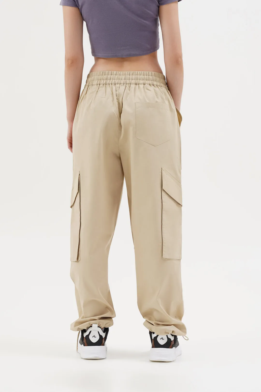 Women NOMAD Beige Parachute Pants