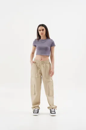 Women NOMAD Beige Parachute Pants