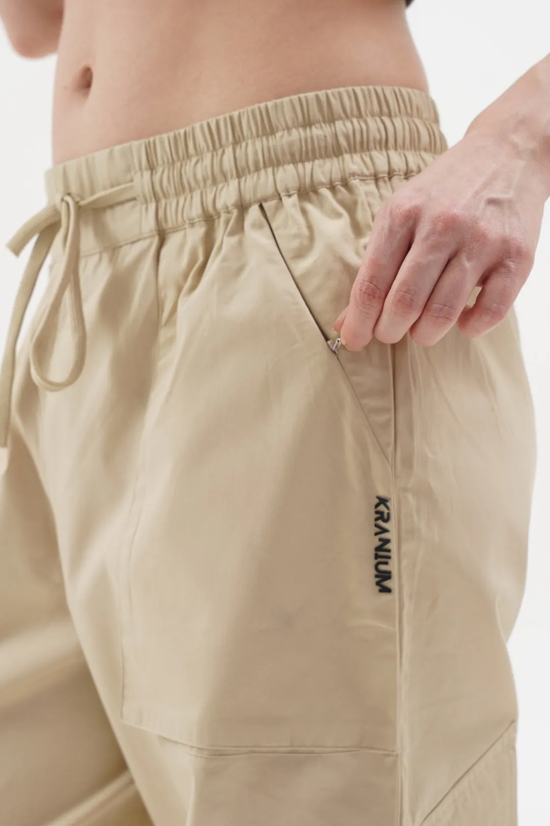 Women NOMAD Beige Parachute Pants