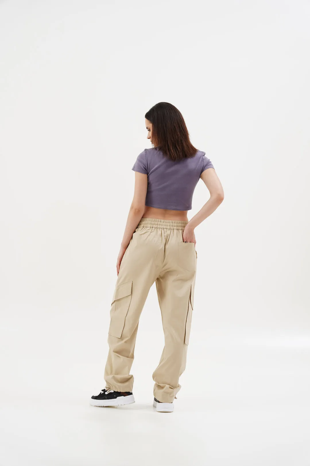 Women NOMAD Beige Parachute Pants