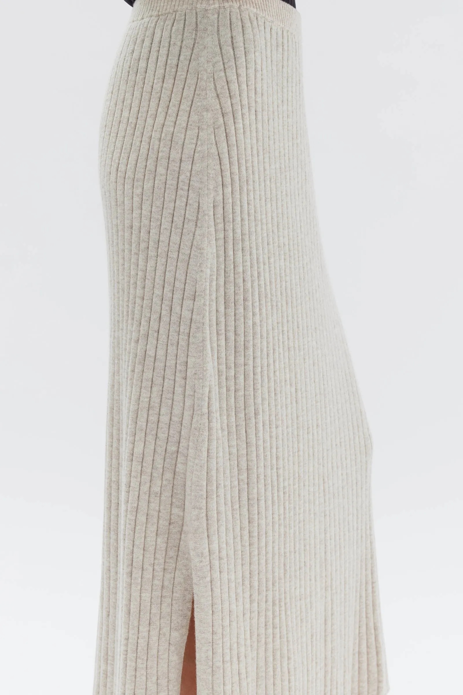 Wool Cashmere Rib Skirt